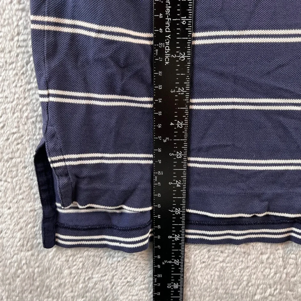Polo Ralph Lauren Pima Cotton Striped Polo Shirt Navy Blue White Mens L
